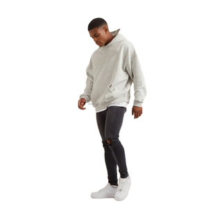Sudadera térmica extragrande de algodón 100% y 500g/m2 con logotipo personalizado para hombre, sudadera unisex sin cordón, sudaderas con capucha de diseñador para hombre de peso pesado en blanco - Product Image 4