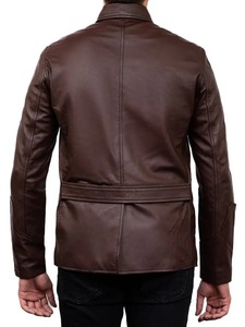 Men’s Chocalate Brown <b>Leather</b> <b>Blazer</b> - Product Image 2