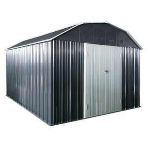 10 ft X 12 ft Black Outdoor Metal <b>Storage</b> <b>Shed</b> with Arch Roof and Lockable Doors for Backyard <b>Garden</b> Patio or Lawn <b>Storage</b> - Product Image 6