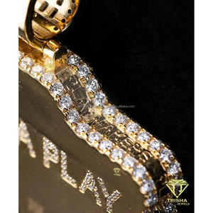 จี้สร้อยคอฮิปฮอปเงินแท้ 925 ชุบทองคำขาว ประดับเพชรแล็บโกรว์ แบรนด์ Trisha Jewels Luxury Custom พร้อมโลโก้สั่งทำพิเศษ รับสลักชื่อได้ รับรองโดย GIA - Product Image 5