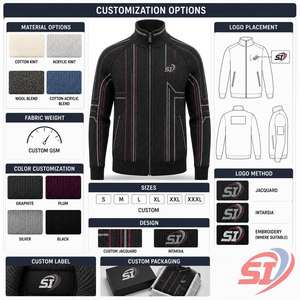 Veste en tricot sur mesure de qualité supérieure, fermeture éclair intégrale, cardigan jacquard côtelé monogrammé, pull streetwear, OEM, marque privée, vente en gros - Product Image 3