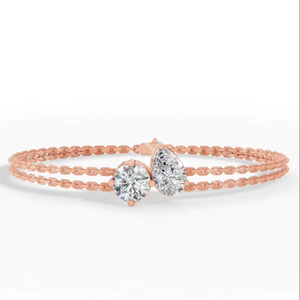18K Gold Lab Grown Diamond Toi Et Moi <b>Bracelet</b> | Pear Cut Double Strand <b>Bracelet</b> | IGI Certified Luxury Jewelry Anniversary Gift - Product Image 4