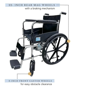 Fauteuil roulant pliant robuste à cadre en X, léger, facile à plier, capacité de charge de 120 kg pour la mobilité quotidienne - Product Image 5