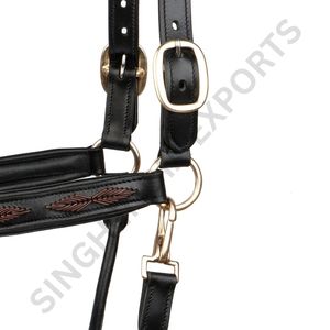 Cabestro de Cuero Genuino Trenzado para Caballo, Ajustable y Acolchado, con Herrajes de Latón Premium, para Equitación - Product Image 5