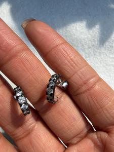 Black Rhodium Diamond Huggie Earrings 1 Ct Round Cut Lab Grown Half Hoops Push Back Vintage <b>Huggies</b> 14k 18k <b>Solid</b> <b>Gold</b> Wholesale - Product Image 2