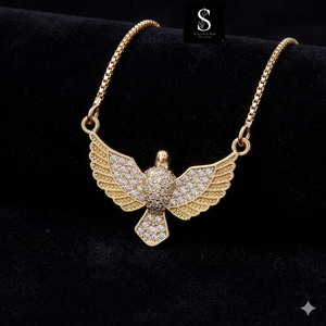 Collier pendentif en forme de colombe de la paix, couleur or, en cuivre, style hip-hop, pour fête, anniversaire, cadeau pour femme, vente en gros - Product Image 1