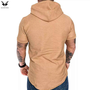 เสื้อฮู้ดแขนสั้นผู้ชายผ้าฝ้าย 100% ขายส่ง เสื้อกันหนาวสีพื้นหลากสี ระบายอากาศได้ดี - Product Image 2