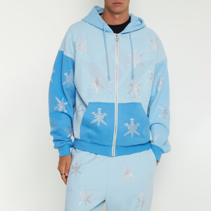 Unisex Graphic Print Zip Up Hoodie Cotton Knitted Long Sleeve Casual Hooded Sweatshirt Streetwear <b>Jacket</b> with Kangaroo Pocket - Product Image 4