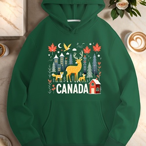 Ciervo CANADÁ con símbolos culturales sudaderas casuales de mujer - Product Image 3