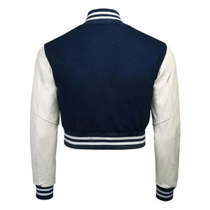 แจ็คเก็ตเบสบอลหนังและขนสัตว์คุณภาพพรีเมียม แขนยาว สไตล์คลาสสิกแบบวิทยาลัย แจ็คเก็ตบอมเบอร์ แจ็คเก็ตวาร์ซิตี้ สำหรับผู้หญิง - Product Image 2