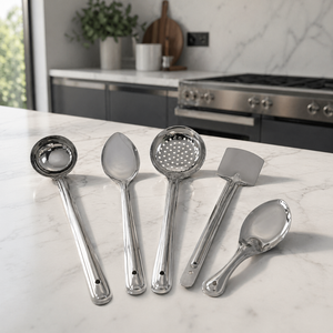 Premium Heavy Duty Stainless Steel Spoon with <b>Mirror</b> Finish Long Handle Kitchen Utensil Set Supplier - Product Image 4