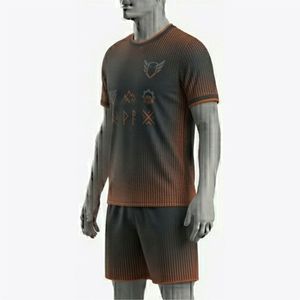 Ensemble d'uniformes de football américain sublimés unisexes, couleur dégradée, col rond, manches courtes, 100% polyester, personnalisable, respirant et anti-humidité - Product Image 3