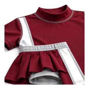 Uniforme de cheerleading pour femmes, couleur marron, manches longues, avec panneaux blancs et jupe plissée, polyester respirant, vêtements de sport pour adultes - Product Image 4