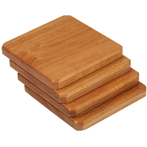 Sous-verres en bois de forme carrée 100 % durables avec motifs variés, sous-verres pour tasses à café, à thé, à mug, à bol, disponibles à prix avantageux - Product Image 4