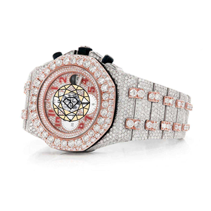 Reloj Cronógrafo Estilo Hip Hop Americano con Incrustaciones de Diamantes, Reloj de Lujo con Bisel de Diamantes Moissanite, Reloj de Pulsera de Acero Inoxidable Premium - Product Image 2