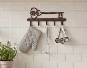 Vintage Metal Key Design Wall <b>Hook</b> Rack With 7 <b>Hooks</b> Rust Resistant Finish For Home Decor Heritage Style - Product Image 6