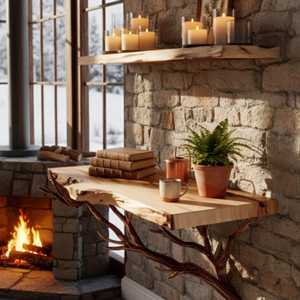 Set of 2 Triangle Wood Floating Wall <b>Shelves</b> Modern Geometric Interlocking Flower Pot <b>Adjustable</b> Flexible Design Living Room - Product Image 6