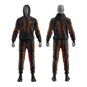 ชุดวอร์มผู้ชายแบบมีฮู้ด 2 in 1 ผ้าไนลอนผสมคอตตอน พิมพ์ลาย ระบายอากาศได้ดี เหมาะสำหรับใส่ลำลองในฤดูใบไม้ผลิ รับผลิตแบบ OEM ODM ชุดกีฬา - Product Image 1