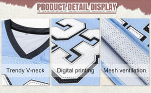 Boxy Fit Mesh Jerseys T-<b>Shirt</b> Men 100% Polyester Woven V-Neck Short Crop Sublimation Screen Print OEM Service - Product Image 4