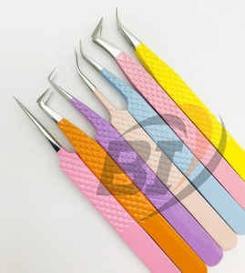 Pinzas de extensión de pestañas profesionales de alta calidad con recubrimiento en polvo personalizado, Punta puntiaguda de acero inoxidable con etiqueta privada - Product Image 6