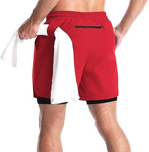 Gym Running <b>Shorts</b> Workout Polyester Spandex <b>Woven</b> Mid High Street Style Breathable Drawstring Closure Eco Friendly for <b>Men</b> - Product Image 1