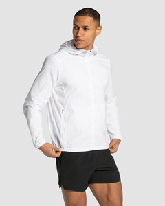 Veste coupe-vent pour homme, logo personnalisé OEM en gros, blanche, légère, imperméable, vêtements de sport et de course, veste softshell - Product Image 3