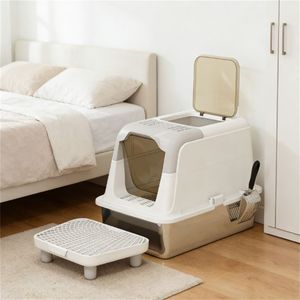 กระบะทรายแมวสแตนเลส ถังขยะทันสมัยสำหรับอุปกรณ์สุขอนามัยของแมว - Product Image 1