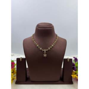 Indian Ethnic Artificial Jewellery Kritika Victorian Delicate Gold Plated CZ Necklace & Earring Set for Bridal - Product Image 5