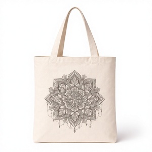 กระเป๋าผ้าแคนวาสรักษ์โลก ขนาด 12x14 นิ้ว ลายแมนดาลา กระเป๋าช้อปปิ้งผ้าฝ้ายนำกลับมาใช้ใหม่ได้ สั่งทำโลโก้ได้ ขายส่ง - Product Image 1