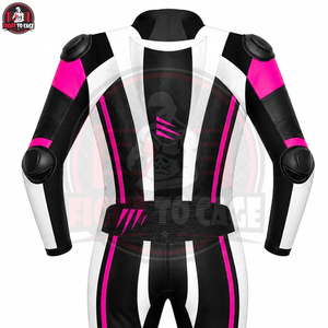 Combinaisons de course moto en cuir de vachette véritable de qualité supérieure, avec étiquette privée, produit tendance best-seller, noir, blanc, rose - Product Image 5