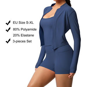 Ensemble de yoga 3 pièces pour femmes grandes tailles, couleur unie, écologique, respirant, leggings de sport à compression abdominale haute élasticité - Product Image 2