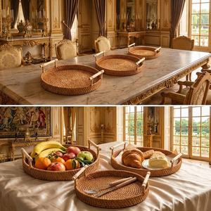 2026 Meilleure vente : Panier de service en rotin avec de magnifiques poignées à motifs, portable et durable, pour le rangement et la présentation des collations, par UO - Product Image 2