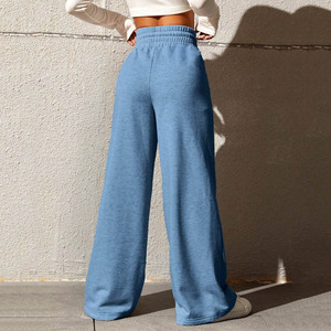 Pantalones de Cintura Alta y Pierna Ancha para Mujer, Talla Grande, Color Sólido, con Cordón, Corte Holgado, Largos, Casuales, 100% Algodón - Product Image 6