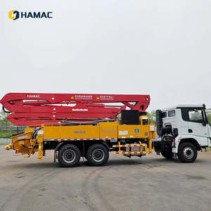 Bomba de Concreto Montada en Camión Amarilla Hamac con Pluma de 46m, Sistema Totalmente Hidráulico, Motor Diésel de 20M/H, Maquinaria de Construcción - Product Image 1