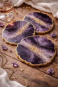 Personalized Resin Coaster <b>Set</b> – Unique Housewarming Gift <b>Marble</b> Effect Resin Coasters – Stylish Home & <b>Coffee</b> <b>Table</b> Decor - Product Image 6