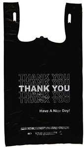 เสื้อยืดพลาสติกผ้า HDPE มีรูรับแสงด้านข้างสำหรับใช้ในซูเปอร์มาร์เก็ตและขยะสีดำบรรจุภัณฑ์สำหรับงานหนัก - Product Image 2
