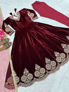 Ramdev Trading Women's Designer Velvet Heavy Chinon <b>Silk</b> Quick Dry Modern Style All Seasons <b>Kurta</b>/Kurti Dupatta Wedding Diwali - Product Image 6