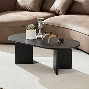 39.37 Inch Modern MDF Oval Coffee <b>Table</b> for Living Room Sturdy Pedestal Small Bedr & Apartment Stylish Coffee <b>Tables</b> - Product Image 1