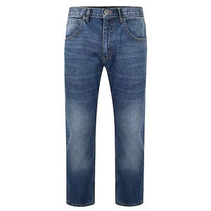 Jean en denim bleu grande taille pour homme, coupe droite, respirant, avec effet délavé, pantalon élégant pour homme - Product Image 4