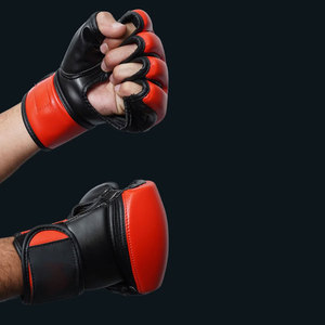 Gants de MMA en cuir PU personnalisés avec logo, vente en gros, pour l'entraînement, fabrication OEM directe d'usine, gants de combat mixte à demi-doigts - Product Image 4