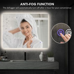 Specchio da Bagno Dimmerabile 94x89 cm con Retroilluminazione LED, Antiappannamento, Memoria, Temperatura Colore Infinita, Finitura Cornice Lucida - Product Image 6