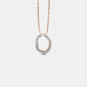 Collier pendentif en or rose avec halo ouvert et diamant de laboratoire - Product Image 1