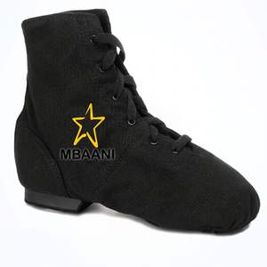 Baskets de danse jazz MBAANI en toile plates unisexe noires avec logo étoile – Chaussures de danse jazz pour femme - Product Image 4