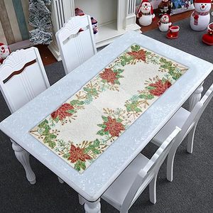 Chemin de table brodé de Noël, tissu rectangulaire, tapis et sous-plats antidérapants - Product Image 1