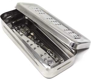 Cassette de stérilisation dentaire pour instruments, 4 compartiments détachables, autoclavable, en acier inoxydable - Product Image 1