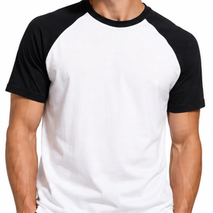 Classic Mens Raglan T Shirt Short Sleeve Crew Neck Black <b>White</b> Baseball <b>Tee</b> Two Tone Blank - premium design - Product Image 2
