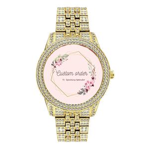 Montre de luxe Hip Hop pour hommes, personnalisée, plaquée or et argent, entièrement sertie de cristaux, mécanique, avec diamants Moissanite. - Product Image 5