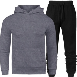 Traje deportivo liso para hombre, chándal con capucha, Conjunto de sudadera en blanco, entrenamiento, sanzug, de fábrica - Product Image 3