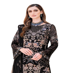Venta al por mayor de gasa de marca original de 3 piezas de diseñador Maxi trajes de ropa India paquistaní por Ramsha para la ropa de fiesta - Product Image 1