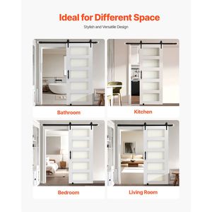 Kit Hardware per Porta Scorrevole in Vetro con Pannello MDF ad Alta Resistenza 32 x 84 Pollici, Impermeabile in PVC, Facile Installazione per Soggiorno - Product Image 3